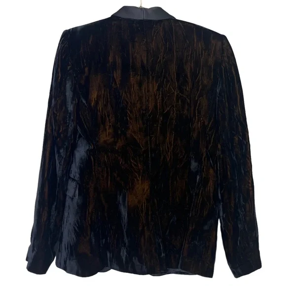 NEW Alice + Olivia Macey Crushed Velvet Blazer Black Size 10 - Picture 5 of 8